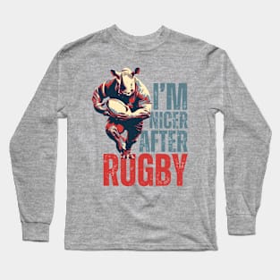 I'm Nicer After Rugby Rhino Rugby Player Long Sleeve T-Shirt